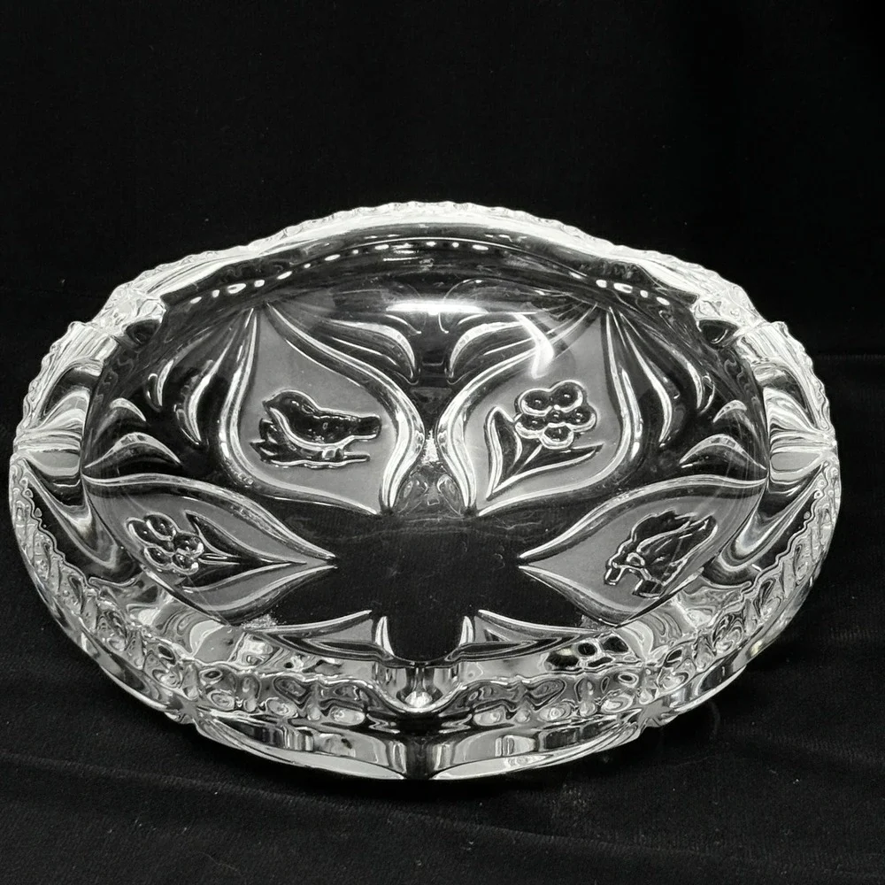Studio Nova Crystal Ashtray Key Catcher Bowl Bird Daisy Floral Heavy Thick‎ 7